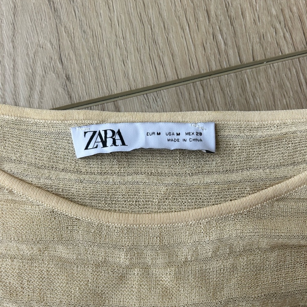 Zara Cream Ruched Sleeveless Tank Top - Picture 7 of 7